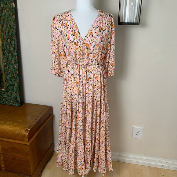 NEW Petal & Pup Size XL Women's Kelda Floral Maxi Dress Peach Coral Summer Boho - Picture 4 of 16